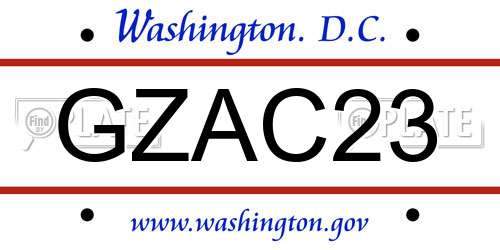 GZAC23 District Of Columbia License Plate