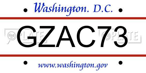GZAC73 District Of Columbia License Plate