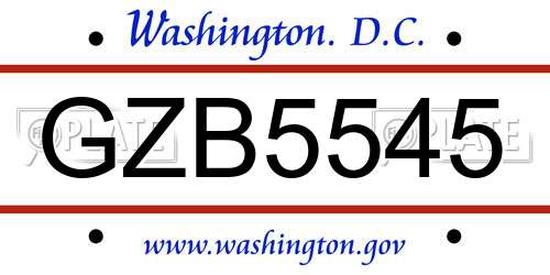 GZB5545 District Of Columbia License Plate