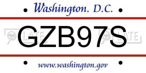 GZB97S District Of Columbia License Plate