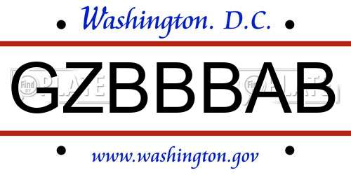 GZBBBAB District Of Columbia License Plate
