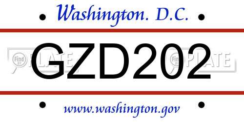 GZD202 District Of Columbia License Plate