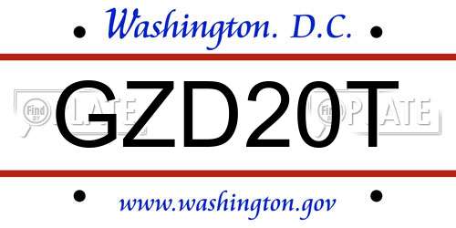 GZD20T District Of Columbia License Plate