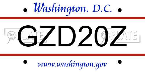 GZD20Z District Of Columbia License Plate