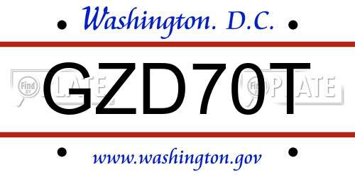 GZD70T District Of Columbia License Plate