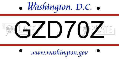 GZD70Z District Of Columbia License Plate