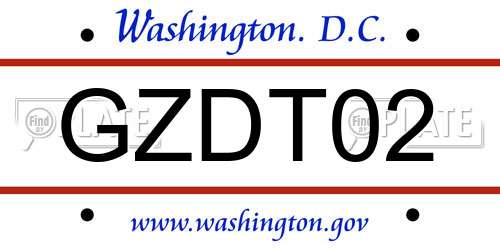 GZDT02 District Of Columbia License Plate