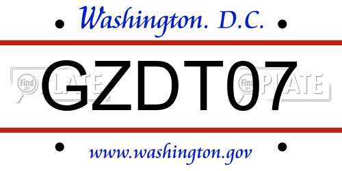 GZDT07 District Of Columbia License Plate