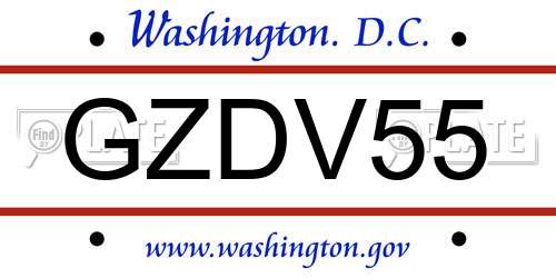 GZDV55 District Of Columbia License Plate