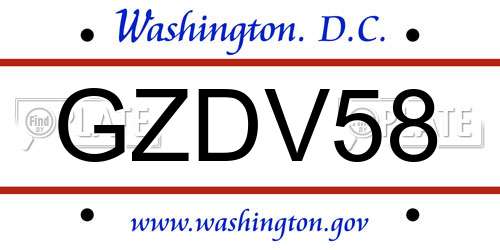 GZDV58 District Of Columbia License Plate