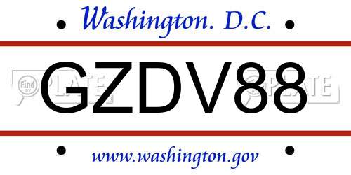 GZDV88 District Of Columbia License Plate