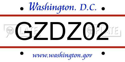 GZDZ02 District Of Columbia License Plate