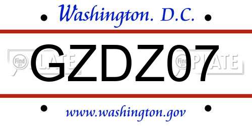 GZDZ07 District Of Columbia License Plate