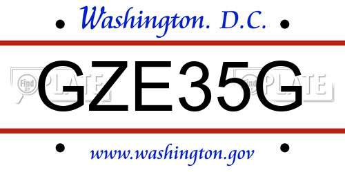 GZE35G District Of Columbia License Plate