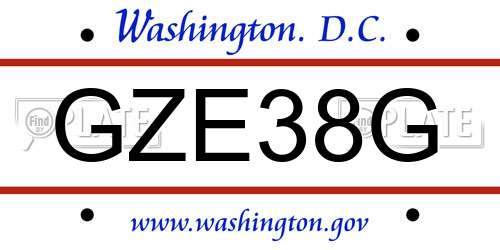 GZE38G District Of Columbia License Plate