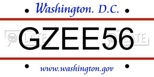 GZEE56 District Of Columbia License Plate