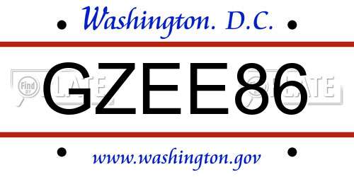 GZEE86 District Of Columbia License Plate