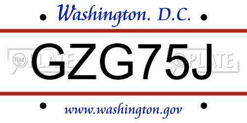 GZG75J District Of Columbia License Plate