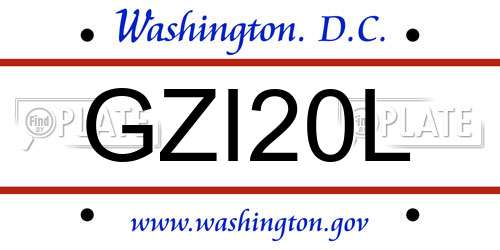 GZI20L District Of Columbia License Plate