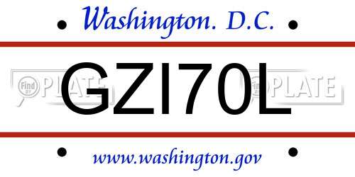 GZI70L District Of Columbia License Plate