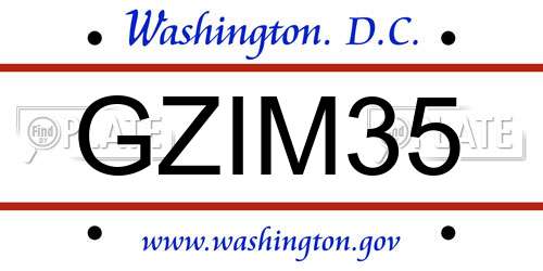 GZIM35 District Of Columbia License Plate