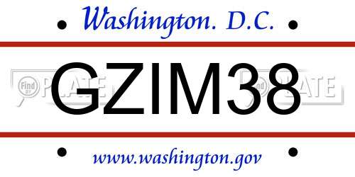 GZIM38 District Of Columbia License Plate