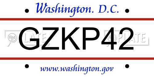 GZKP42 District Of Columbia License Plate