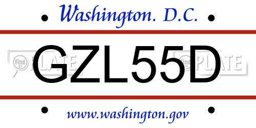 GZL55D District Of Columbia License Plate