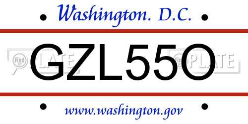 GZL55O District Of Columbia License Plate