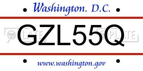 GZL55Q District Of Columbia License Plate