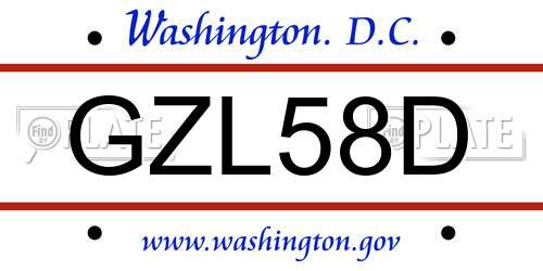 GZL58D District Of Columbia License Plate