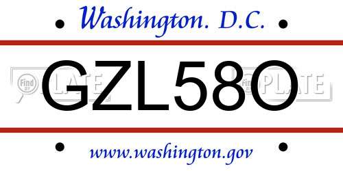 GZL58O District Of Columbia License Plate