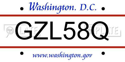 GZL58Q District Of Columbia License Plate