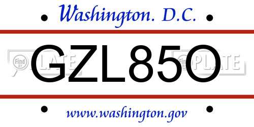 GZL85O District Of Columbia License Plate