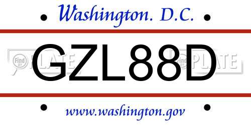 GZL88D District Of Columbia License Plate