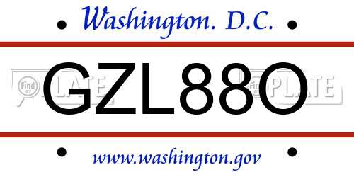 GZL88O District Of Columbia License Plate