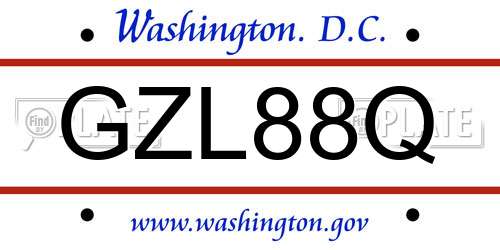 GZL88Q District Of Columbia License Plate