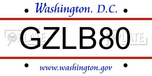 GZLB80 District Of Columbia License Plate