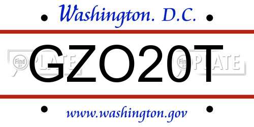 GZO20T District Of Columbia License Plate