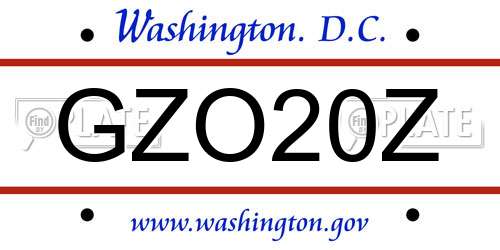 GZO20Z District Of Columbia License Plate