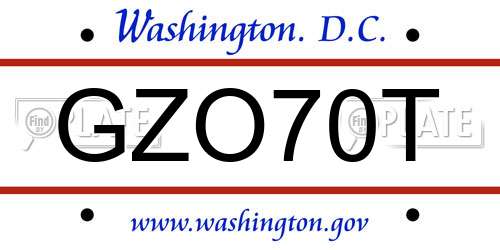 GZO70T District Of Columbia License Plate