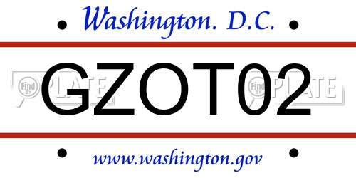 GZOT02 District Of Columbia License Plate