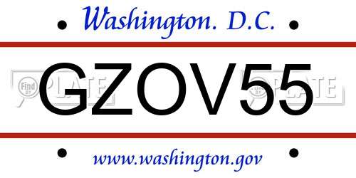 GZOV55 District Of Columbia License Plate