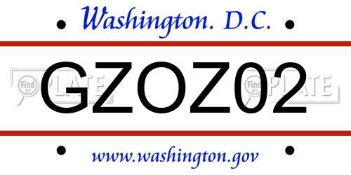 GZOZ02 District Of Columbia License Plate