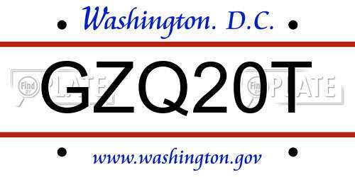 GZQ20T District Of Columbia License Plate