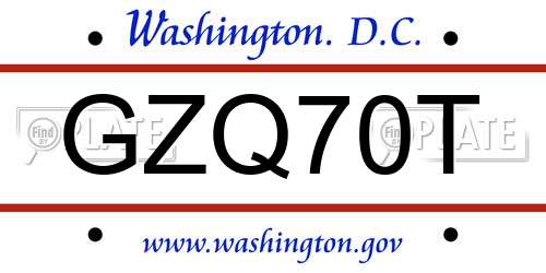 GZQ70T District Of Columbia License Plate