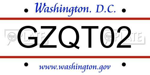 GZQT02 District Of Columbia License Plate