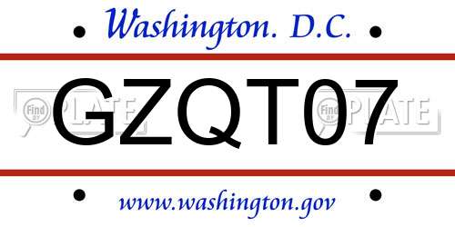 GZQT07 District Of Columbia License Plate