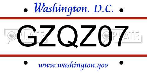 GZQZ07 District Of Columbia License Plate