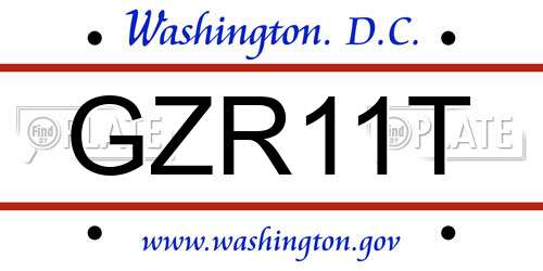 GZR11T District Of Columbia License Plate